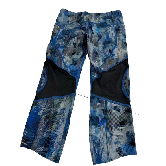 Lululemon On Pace Crop "21" Sun Dazed Multi Blue Mesh Inserts Side Pockets Sz 6 - Picture 5 of 13